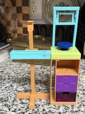 Mattel Barbie Art Easel Desk & chair Blue Lime Green purple Incomplete Parts